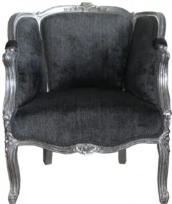 Casa Padrino Barock Sessel im Antik Stil, Grau / Silber, 79 x 78 x 94 cm