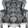 Casa Padrino Barock Sessel King in Schwarz mit Muster und Silber - Handgefertigtes Luxusmöbel 120 x 85 x 85 cm