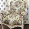 Casa Padrino Barock Sessel King im Blumenmuster Creme, Massivholz, 120 x 85 x 85 cm