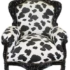 Casa Padrino Barock Sessel King im Kuhmuster Schwarz Weiss mit schwarzem Holzgestell 85 x 85 x 120 cm