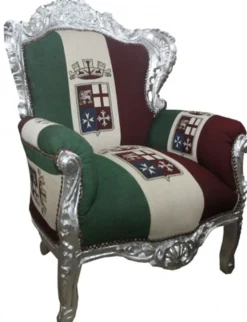 Casa Padrino Barock Sessel King, Italien / Silber, Antik Stil, H 120 x B 85 x T 85 cm