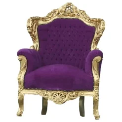 Casa Padrino Barock Sessel King im Antik Stil, Lila / Gold, Höhe 120 cm, Breite 85 cm, Tiefe 85 cm