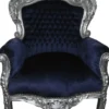 Casa Padrino Barock Sessel King im Antik Stil, Bezug Royalblau aus Samt, Holzgestell in Silber, 120 x 85 x 85 cm