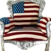 Casa Padrino Barock Sessel King USA Design / SIlber - USA Barock Möbel Thron