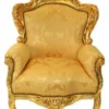 Casa Padrino Barock Sessel King Gold Muster / Gold, 120 x 85 x 85 cm - Handgefertigter Luxus Sessel im Antik Stil