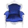 Casa Padrino Barock Sessel King Royalblau / Silber - Barock Möbel Antik Stil