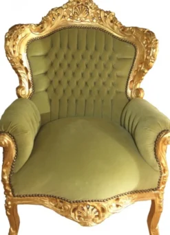 Casa Padrino Barock Sessel King Jadegrün / Gold 85 x 85 x H. 120 cm - Barock Möbel