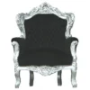 Casa Padrino Barock Sessel King Schwarz/Silber, 120 x 85 x 85 cm, Handgefertigter Luxus-Sessel