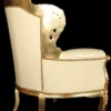 Casa Padrino Barock Sessel King im Antik Stil, Creme Lederoptik und Gold mit Bling Bling Glitzersteinen, 120 x 85 x 85 cm