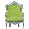 Casa Padrino Barock Sessel King Jadegrün / Silber 85 x 85 x H. 120 cm - Luxus Antik Stil Möbel