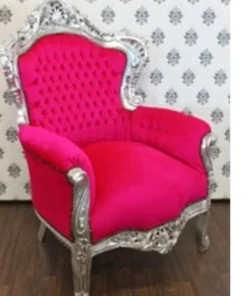 Casa Padrino Barock Sessel King im Antik Stil, Samtbezug in Pink, Holzgestell in Silber, 120 x 85 x 85 cm