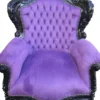 Casa Padrino Barock Sessel King im Antik Stil Lila / Schwarz, Höhe 120 cm, Breite 85 cm, Tiefe 85 cm