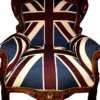 Casa Padrino Barock Sessel "King" Union Jack / Braun - Möbel Antik Stil Englische Flagge