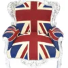 Casa Padrino Barock Sessel King Union Jack / Silber - Antik Stil Möbel - H 120 cm