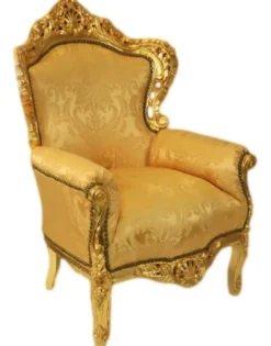 Casa Padrino Barock Sessel King Gold Muster / Gold - Massivholz Luxus Sessel 85 x 85 x H. 120 cm