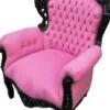 Casa Padrino Barock Sessel King in Rosa und Schwarz mit Glitzersteinen, 120 x 85 x 85 cm - Luxuriöses Unikat