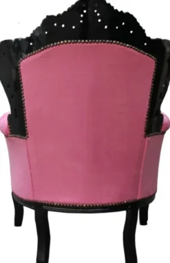 Casa Padrino Barock Sessel King in Rosa und Schwarz mit Glitzersteinen, 120 x 85 x 85 cm - Luxuriöses Unikat