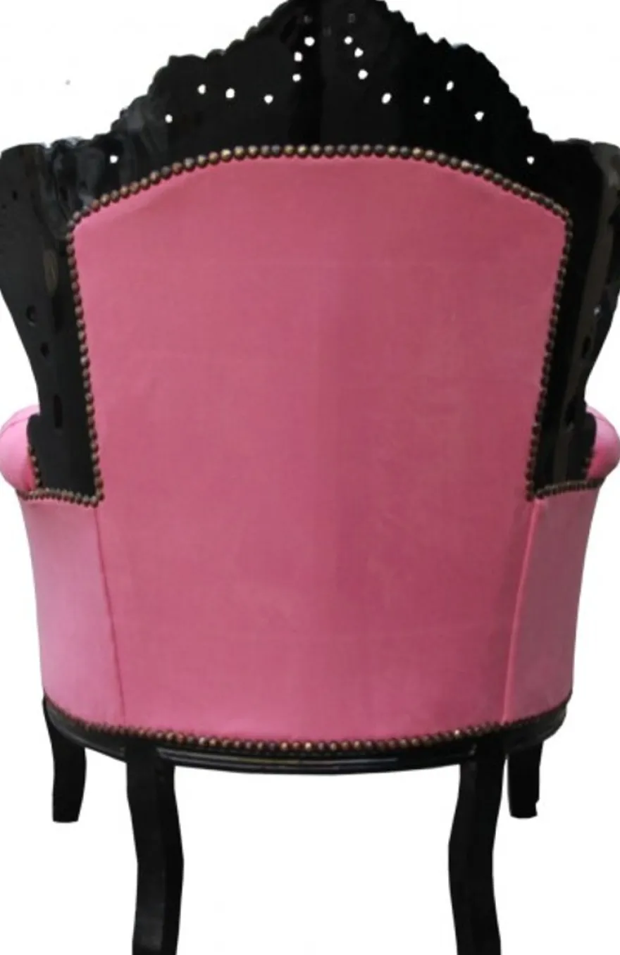 Casa Padrino Barock Sessel King in Rosa und Schwarz mit Glitzersteinen, 120 x 85 x 85 cm - Luxuriöses Unikat