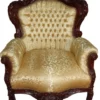 Casa Padrino Barock Sessel King Gold Muster / Brown, Höhe 120 cm, Breite 85 cm, Tiefe 85 cm, Massivholz