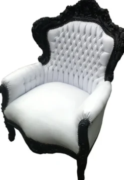 Casa Padrino Barock Sessel King im Antik Stil, weiß / schwarz, 85 x 85 x H. 120 cm