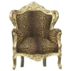Casa Padrino Barock Sessel King im edlen Leopardenmuster und Gold - Luxus Antik Stil Möbel 120 x 85 x 85 cm