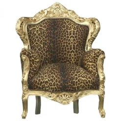 Casa Padrino Barock Sessel King im edlen Leopardenmuster und Gold - Luxus Antik Stil Möbel 120 x 85 x 85 cm