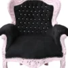 Casa Padrino Barock Sessel King Schwarz und Rosa mit Glitzersteinen 85 x 85 x 120 cm