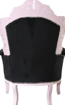 Casa Padrino Barock Sessel King Schwarz und Rosa mit Glitzersteinen 85 x 85 x 120 cm
