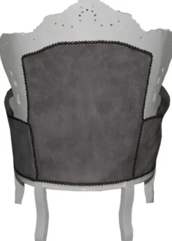 Casa Padrino Barock Sessel King Grau / Weiß 85 x 85 x H. 120 cm - Antikstil