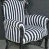 Casa Padrino Barock Sessel King im Barockstil Schwarz / Weiß gestreift 85 x 85 x H. 120 cm