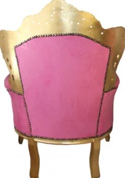 Casa Padrino Barock Sessel King im Antik Stil Pink / Gold - 120 x 85 x 85 cm