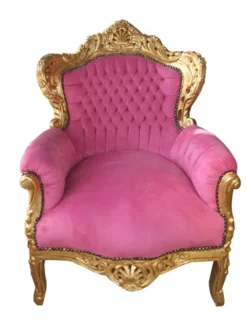 Casa Padrino Barock Sessel King im Antik Stil Pink / Gold - 120 x 85 x 85 cm