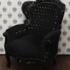 Casa Padrino Barock Sessel King Schwarz/Schwarz mit Bling Bling Glitzersteinen 120 x 85 x 85 cm