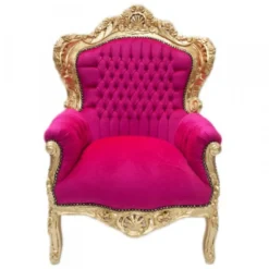 Casa Padrino Barock Sessel King Pink / Gold 85 x 85 x H. 120 cm - Möbel im Antik Stil