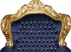 Casa Padrino Barock Sessel King im Antik Stil, Royalblau und Gold mit Glitzersteinen, 120 x 85 x 85 cm