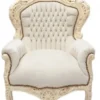 Casa Padrino Barock Sessel King Creme / Creme Samtstoff 85 x 85 x H. 120 cm