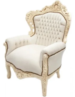 Casa Padrino Barock Sessel King Creme / Creme Samtstoff 85 x 85 x H. 120 cm