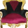 Casa Padrino Barock Sessel King im Antik Stil, Samtstoff in Schwarz Rot und Gold, 85 x 85 x H. 120 cm