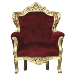 Casa Padrino Barock Sessel King Bordeaux / Gold - Handgefertigter Thron Stuhl aus Massivholz, 120 x 85 x 85 cm