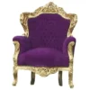 Casa Padrino Barock Sessel King im Antik Stil, Samtbezug in Lila und Holzgestell in Gold, 120 x 85 x 85 cm
