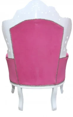 Casa Padrino Barock Sessel King Rosa/Weiß mit Glitzersteinen, 120 x 85 x 85 cm