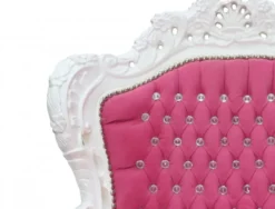 Casa Padrino Barock Sessel King Rosa/Weiß mit Glitzersteinen, 120 x 85 x 85 cm