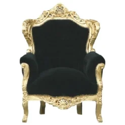 Casa Padrino Barock Sessel King im Antik Stil Schwarz und Gold 85 x 85 x 120 cm