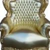 Casa Padrino Barock Sessel King Gold / Gold Lederoptik 85 x 85 x H. 120 cm - Edel & Prunkvoll