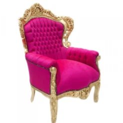 Casa Padrino Barock Sessel King in Pink und Gold, Handgefertigtes Antik Stil Möbel, 120 x 85 x 85 cm