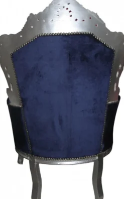 Casa Padrino Barock Sessel King Royalblau / Silber - Luxus Barock Möbel im Antik Stil - 120 x 85 x 85 cm