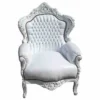 Casa Padrino Barock Sessel King Weiß in Lederoptik 85 x 85 x H. 120 cm - Luxuriöses Antikstil Möbelstück