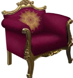Casa Padrino Barock Sessel Lila / Gold - Handgefertigter Wohnzimmer Sessel im Barockstil - Barock Wohnzimmer Möbel
