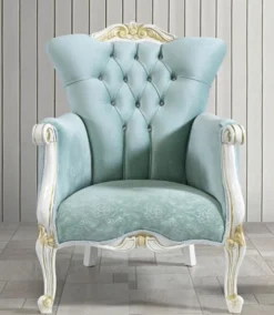 Casa Padrino Barock Sessel mit Glitzersteinen Hellgrün / Weiß / Gold 80 x 88 x H. 110 cm - Edle Barockstil Wohnzimmer Möbel