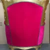 Casa Padrino Barock Sessel Pink / Gold - Handgefertigter Massivholz Wohnzimmer Sessel - Antik Stil Wohnzimmer Sessel - Wohnzimmer Möbel im Barockstil - Barock Möbel